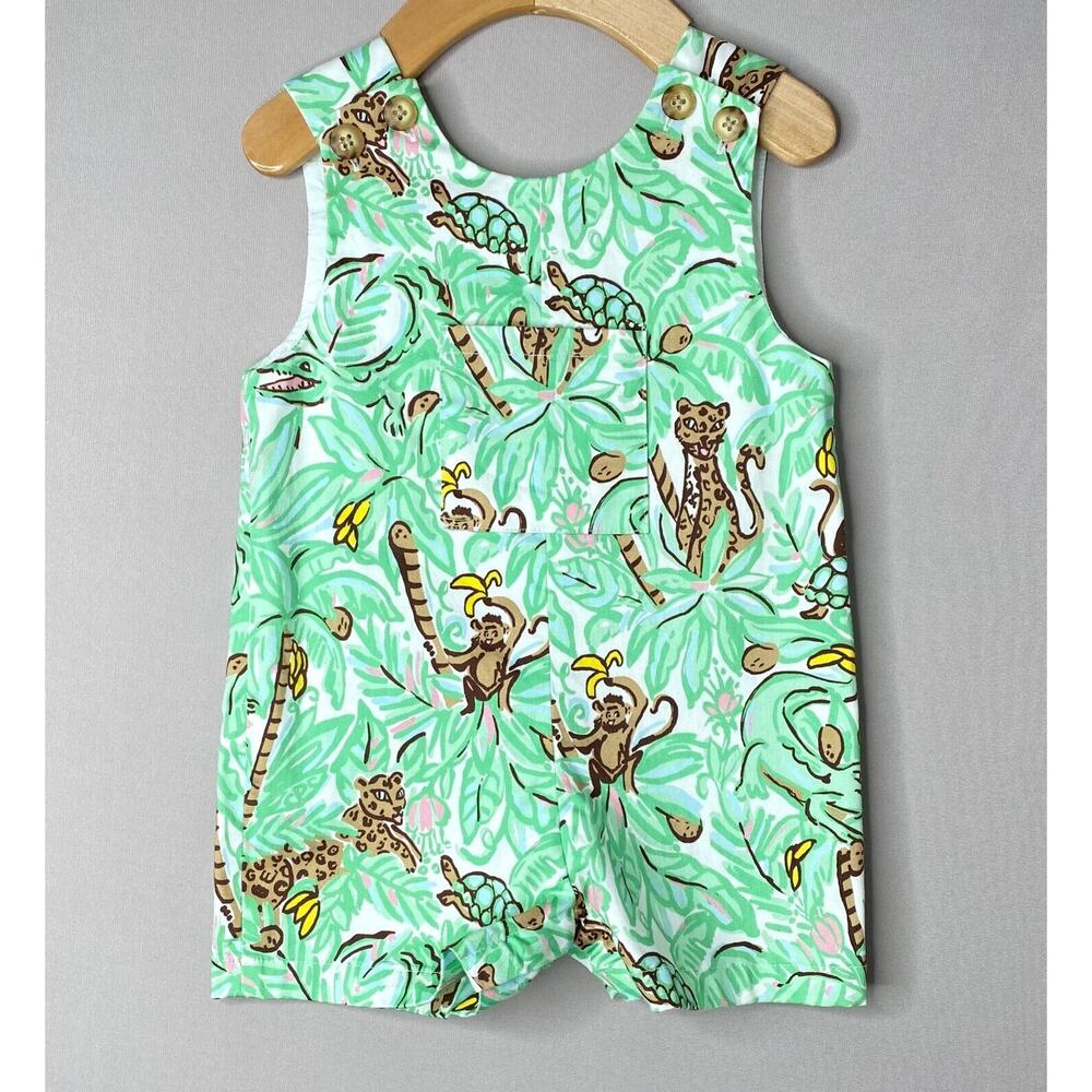 Classic Prep Green James Jaguar Jungle Shortall Romper CPC Boys 9-12 Mo